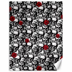 Skulls And Roses Pattern  Canvas 12  X 16   by Valentinaart