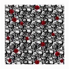 Skulls And Roses Pattern  Medium Glasses Cloth by Valentinaart