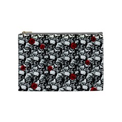 Skulls And Roses Pattern  Cosmetic Bag (medium)  by Valentinaart