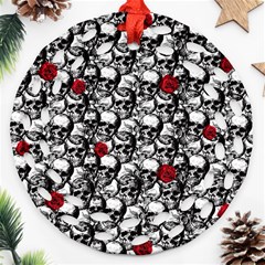 Skulls And Roses Pattern  Round Filigree Ornament (two Sides) by Valentinaart