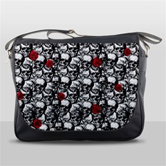 Skulls And Roses Pattern  Messenger Bags by Valentinaart