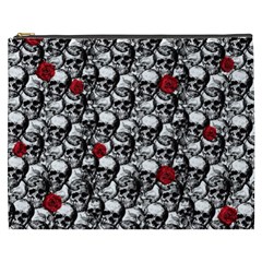 Skulls And Roses Pattern  Cosmetic Bag (xxxl)  by Valentinaart