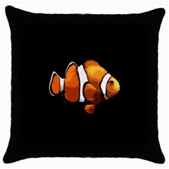 Clown Fish Throw Pillow Case (black) by Valentinaart