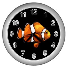 Clown Fish Wall Clocks (silver)  by Valentinaart