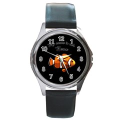 Clown Fish Round Metal Watch by Valentinaart