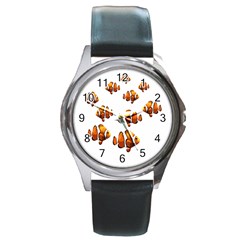 Clown Fish Round Metal Watch by Valentinaart