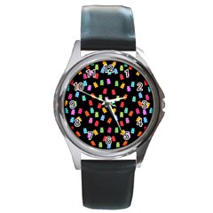 Candy Pattern Round Metal Watch by Valentinaart