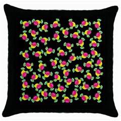 Candy Pattern Throw Pillow Case (black) by Valentinaart