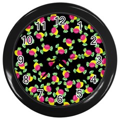 Candy Pattern Wall Clocks (black) by Valentinaart