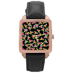 Candy Pattern Rose Gold Leather Watch  by Valentinaart