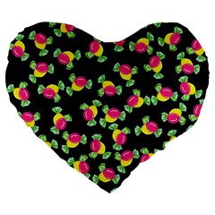 Candy Pattern Large 19  Premium Flano Heart Shape Cushions by Valentinaart