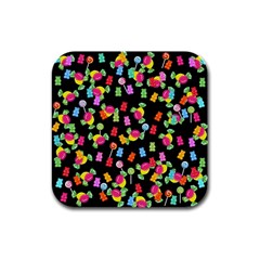 Candy Pattern Rubber Square Coaster (4 Pack)  by Valentinaart