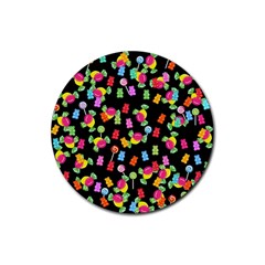 Candy Pattern Rubber Coaster (round)  by Valentinaart