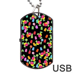 Candy Pattern Dog Tag Usb Flash (two Sides) by Valentinaart