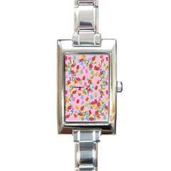 Candy Pattern Rectangle Italian Charm Watch by Valentinaart