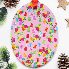 Candy Pattern Oval Ornament (two Sides)