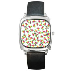 Candy Pattern Square Metal Watch by Valentinaart