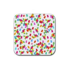 Candy Pattern Rubber Coaster (square)  by Valentinaart