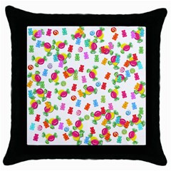 Candy Pattern Throw Pillow Case (black) by Valentinaart