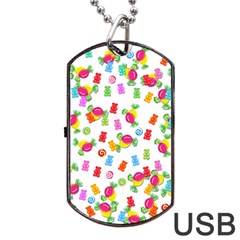 Candy Pattern Dog Tag Usb Flash (two Sides) by Valentinaart