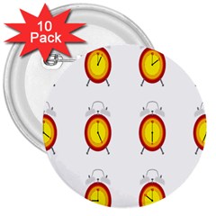 Alarm Clock Time Circle Orange Hour 3  Buttons (10 Pack)  by Mariart