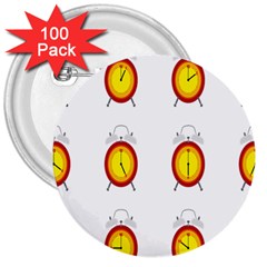 Alarm Clock Time Circle Orange Hour 3  Buttons (100 Pack)  by Mariart