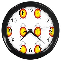 Alarm Clock Time Circle Orange Hour Wall Clocks (black) by Mariart