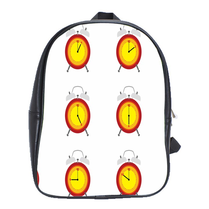 Alarm Clock Time Circle Orange Hour School Bags(Large) 