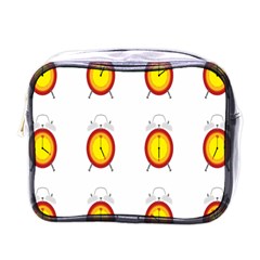 Alarm Clock Time Circle Orange Hour Mini Toiletries Bags by Mariart