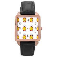 Alarm Clock Time Circle Orange Hour Rose Gold Leather Watch  by Mariart