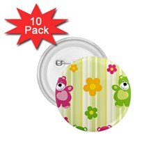 Animals Bear Flower Floral Line Red Green Pink Yellow Sunflower Star 1 75  Buttons (10 Pack) by Mariart