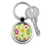 Animals Bear Flower Floral Line Red Green Pink Yellow Sunflower Star Key Chains (Round)  Front