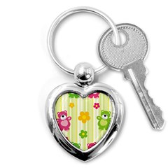 Animals Bear Flower Floral Line Red Green Pink Yellow Sunflower Star Key Chains (heart)  by Mariart