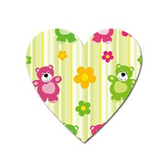 Animals Bear Flower Floral Line Red Green Pink Yellow Sunflower Star Heart Magnet by Mariart