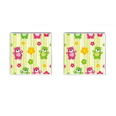 Animals Bear Flower Floral Line Red Green Pink Yellow Sunflower Star Cufflinks (square) by Mariart