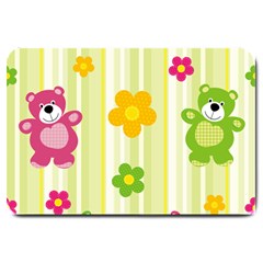 Animals Bear Flower Floral Line Red Green Pink Yellow Sunflower Star Large Doormat  by Mariart