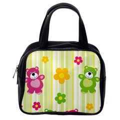 Animals Bear Flower Floral Line Red Green Pink Yellow Sunflower Star Classic Handbags (one Side) by Mariart