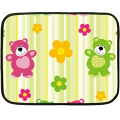 Animals Bear Flower Floral Line Red Green Pink Yellow Sunflower Star Fleece Blanket (mini) by Mariart