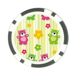 Animals Bear Flower Floral Line Red Green Pink Yellow Sunflower Star Poker Chip Card Guard (10 Pack) by Mariart