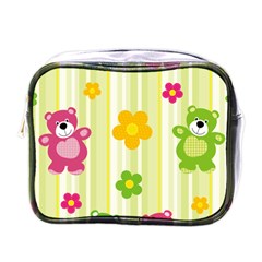 Animals Bear Flower Floral Line Red Green Pink Yellow Sunflower Star Mini Toiletries Bags by Mariart