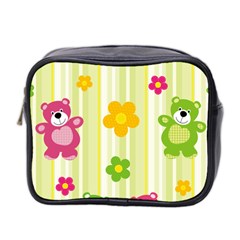 Animals Bear Flower Floral Line Red Green Pink Yellow Sunflower Star Mini Toiletries Bag 2-side by Mariart