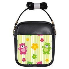 Animals Bear Flower Floral Line Red Green Pink Yellow Sunflower Star Girls Sling Bags