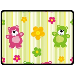 Animals Bear Flower Floral Line Red Green Pink Yellow Sunflower Star Fleece Blanket (large)  by Mariart