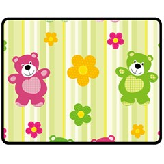 Animals Bear Flower Floral Line Red Green Pink Yellow Sunflower Star Fleece Blanket (medium)  by Mariart