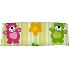 Animals Bear Flower Floral Line Red Green Pink Yellow Sunflower Star Body Pillow Case Dakimakura (two Sides) by Mariart