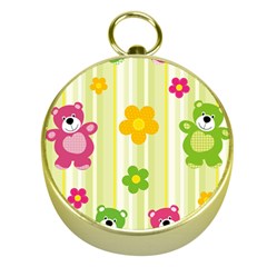 Animals Bear Flower Floral Line Red Green Pink Yellow Sunflower Star Gold Compasses