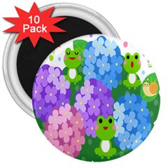 Animals Frog Face Mask Green Flower Floral Star Leaf Music 3  Magnets (10 Pack)  by Mariart