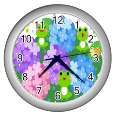 Animals Frog Face Mask Green Flower Floral Star Leaf Music Wall Clocks (silver)  by Mariart