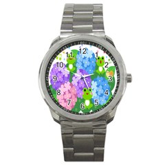 Animals Frog Face Mask Green Flower Floral Star Leaf Music Sport Metal Watch by Mariart