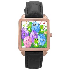 Animals Frog Face Mask Green Flower Floral Star Leaf Music Rose Gold Leather Watch  by Mariart